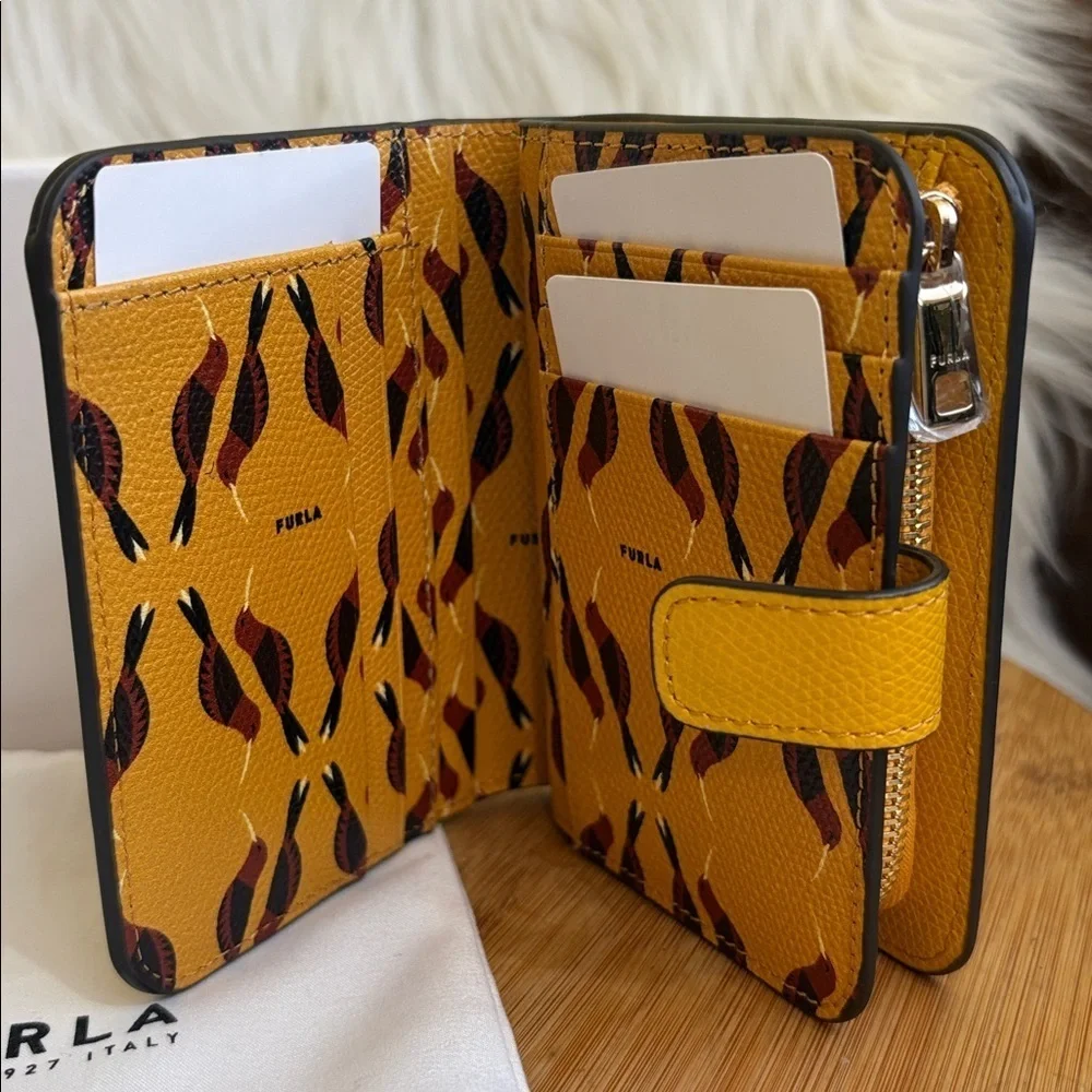 Furla | Babylon Saffiano Leather Compact Trifold Zip Around Flap Snap Wallet NIB